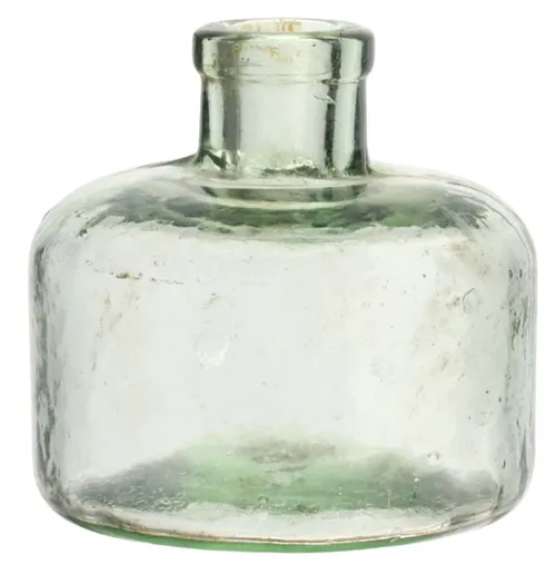 Antique Rounded Clear Glass Inkwell Bottle