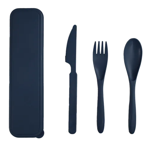 Chambray Blue Fork / Knife / Spoon Plastic Travel Set