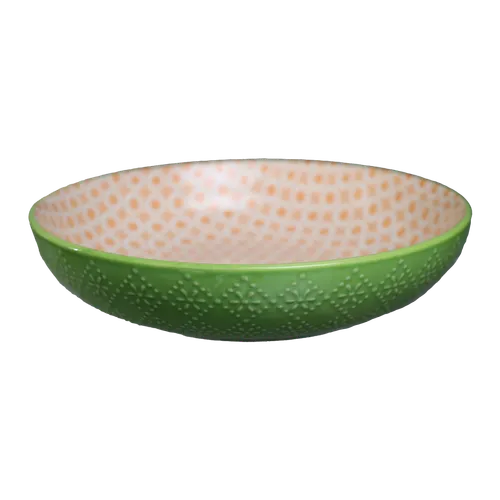 Lime Green Patterned Serving Bowl