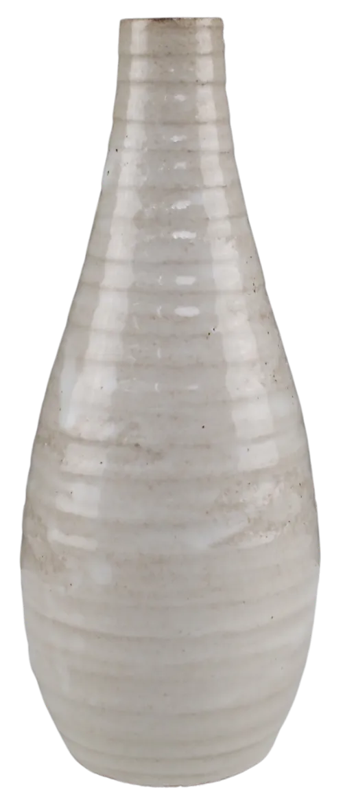 Cream Ribbed Ceramic Vase