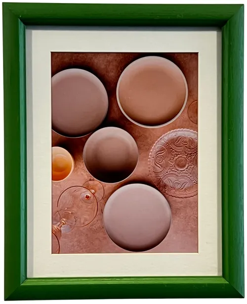 Pink Plates In Green Frame