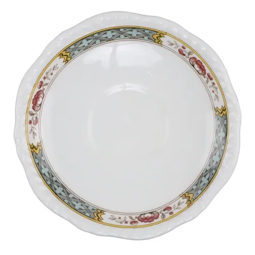 White Ceramic Saucer With Bamboo Floral Print