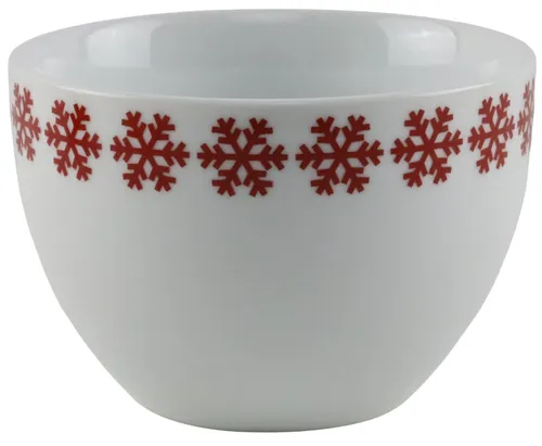 White & Red Snowflake Ceramic Mixing Bowl - Small