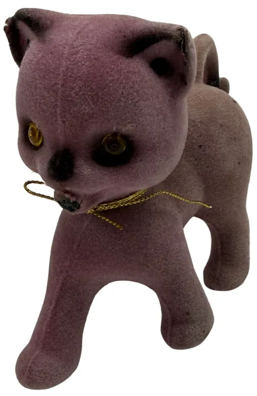 Vintage Purple Flocked Cat