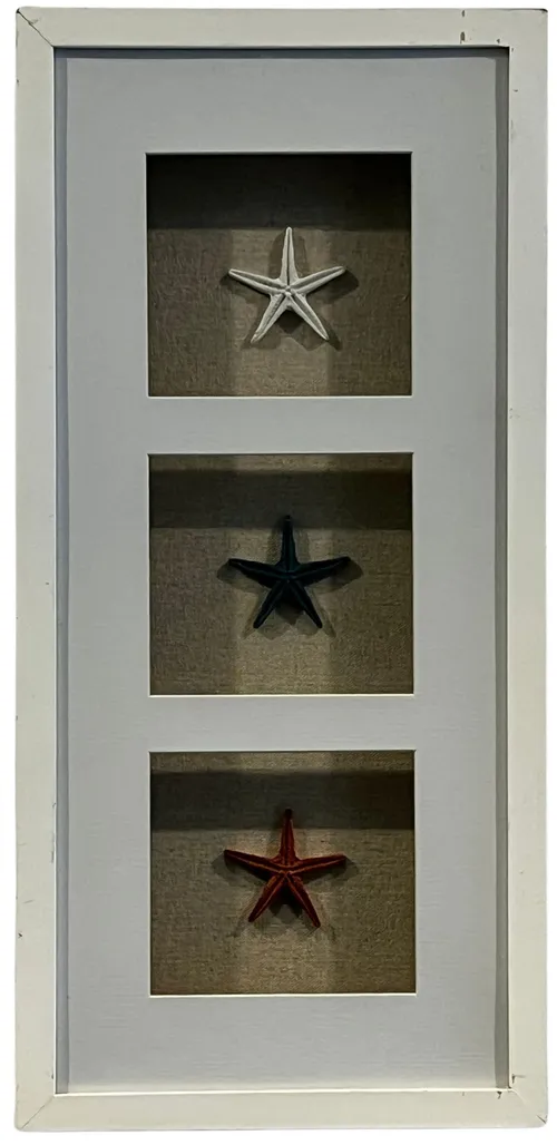 Three Coloured Starfish In White Frame