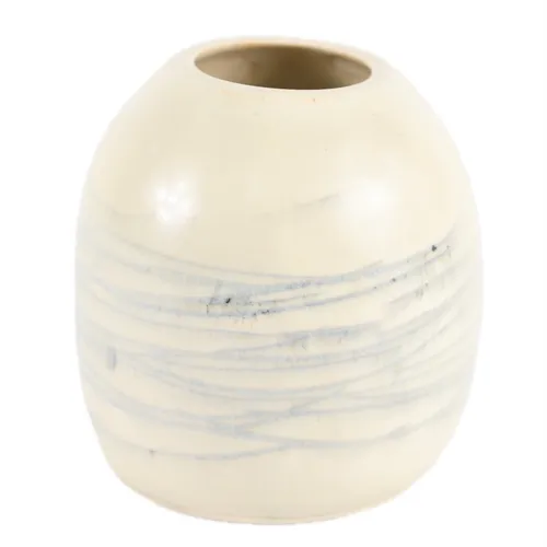 Beige Ceramic Bleeding Lines Bud Vase