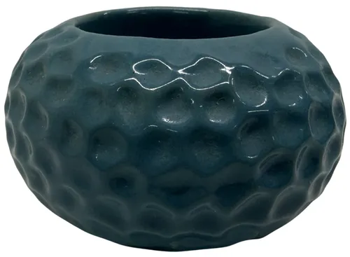 Blue Dimpled Ceramic Tealight Candle Holder