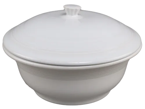White Stoneware Casserole Dish With Lid