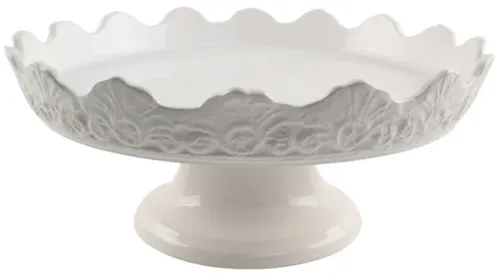 White Ceramic Patterned Desert Stand