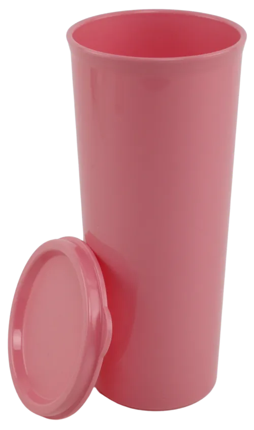 Pink Plastic Drinking Cup With Lid