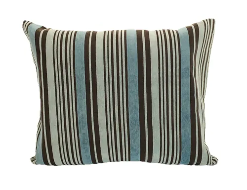 Light Blue Tones & Brown Striped Velvet Throw Pillow