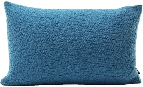 Aqua Blue Nubbly Wool Throw Pillow With Solid Grey Back