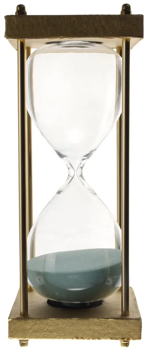 Light Blue Sand Timer With Gold Wood Stand