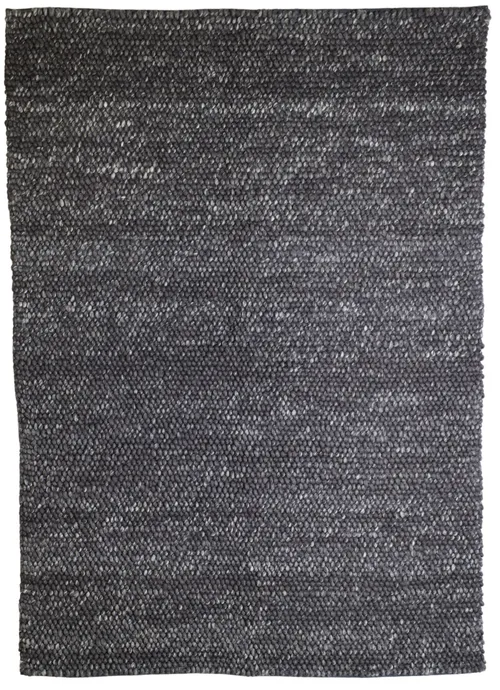 Charcoal Grey Pebbled Wool Fleck Area Rug 5'7