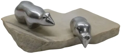 Polished Aluminum Bears On Natural Stone