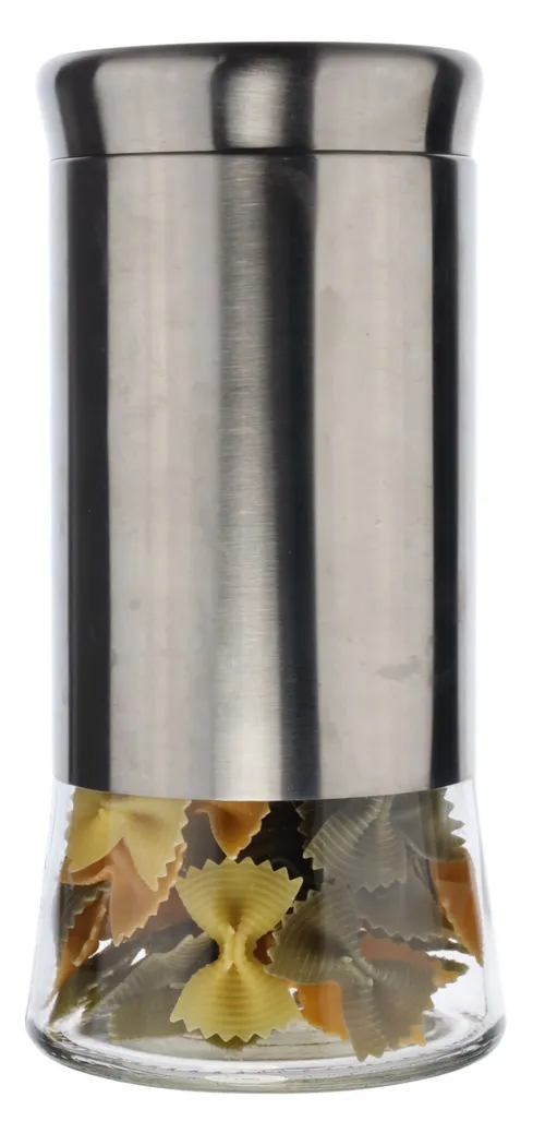 Stainless & Glass Canister Containing Colourful Pasta