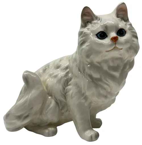 White Persian Porcelain Cat Figurine