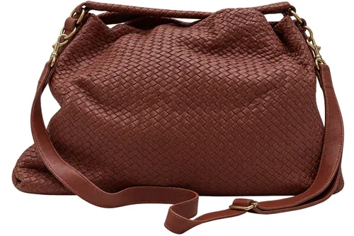 Large Chocolate-Brown Woven Handbag