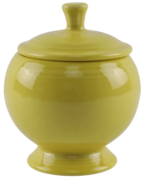 Yellow Ceramic Sugar Bowl With Lid