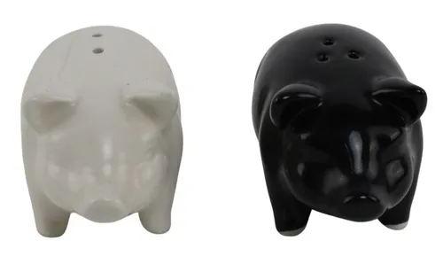 Black & White Ceramic Pig Salt & Pepper Set