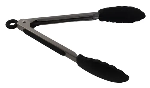 Stainless Metal Tongs With Black Tips