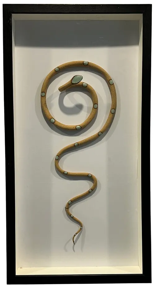 Ceramic Snake In Black Shadowbox 