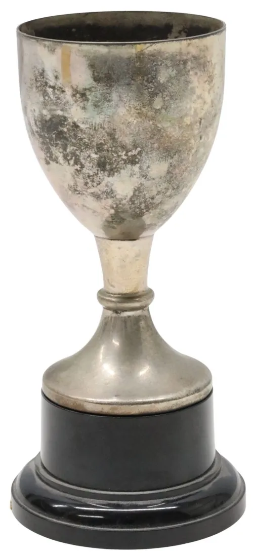 Vintage Miniature Trophy Cup On Black Base - A