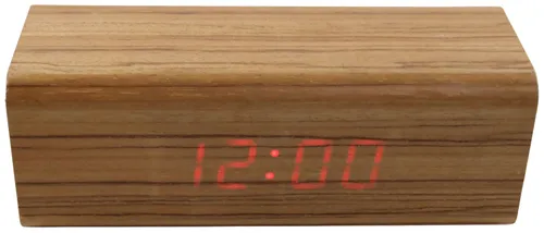 Wood Alarm Clock With Red Digital Display 