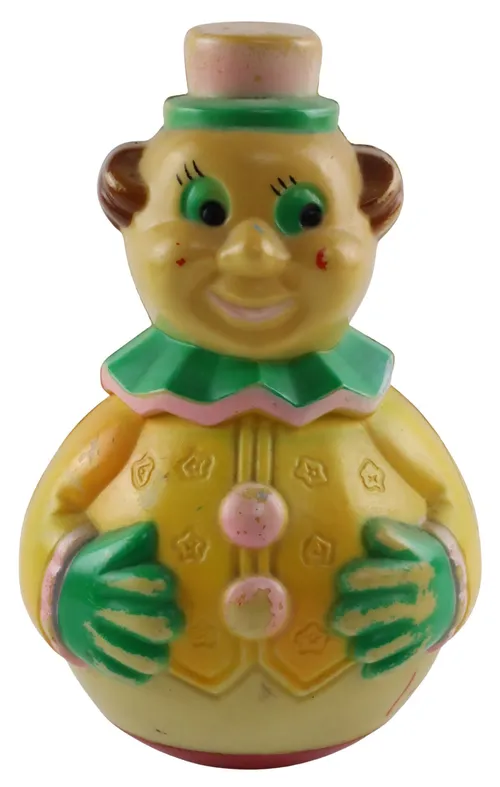 Vintage Yellow & Green Clown Roly Poly