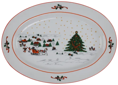 White Christmas Scene Serving Platter