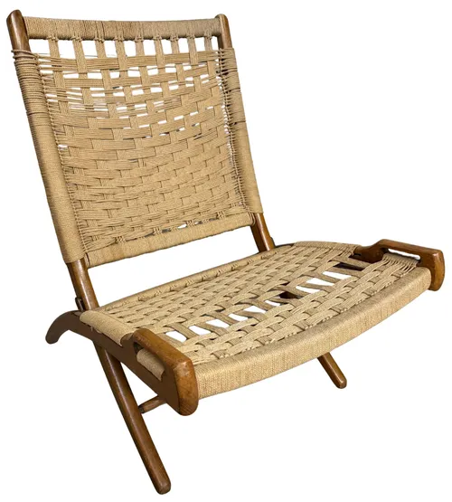 Vintage Folding Natural Jute Rope Chair 