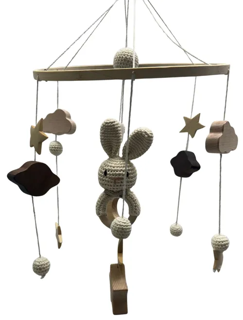 Wood & Knitted Bunny Baby Mobile