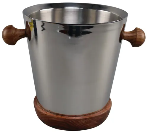 Stainless Steel & Wood Ice Bucket