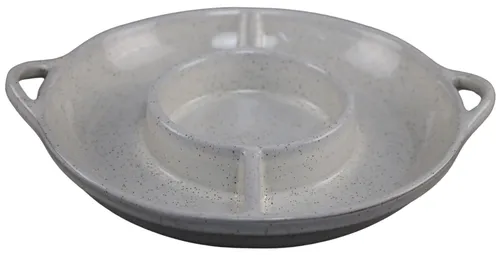 White Stoneware Chip & Dip Serving Bowl