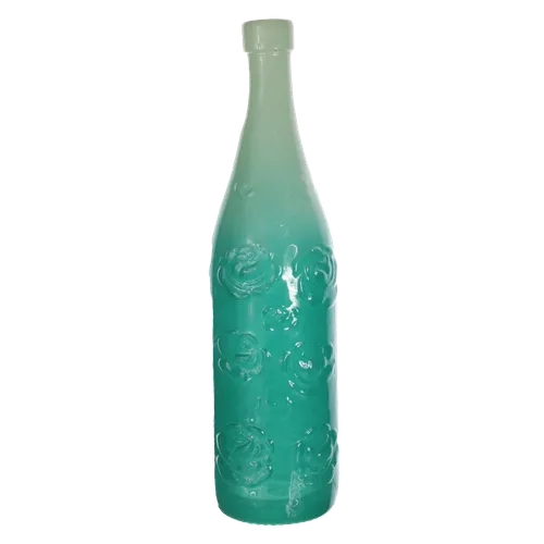 Rose Embossed Sea Green Opaque Glass Bottle