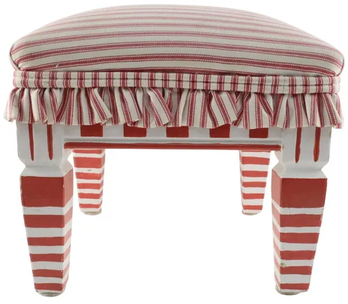 Red & White Striped Foot Stool 