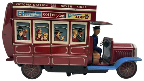 Vintage Tin Windup Double Decker Bus