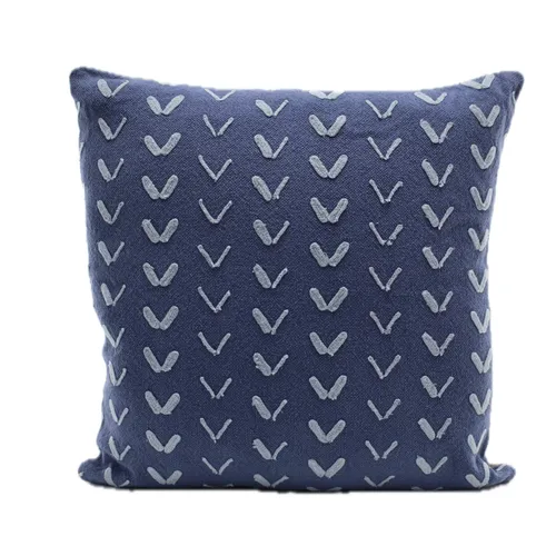 Sticked V Formation On Stormcloud Blue With Solid Beige Back Throw Pillow