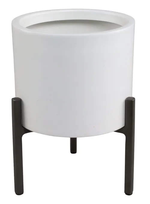 White Metal Plant Pot With Stand