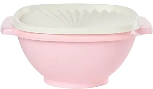 Light Pink 5.25 Cup Reusable Plastic Bowl With Lid 