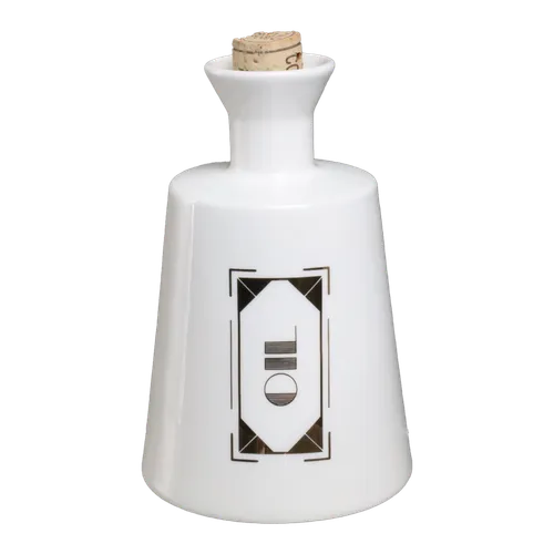 White & Gold Porcelain Oil Bottle With Cork Lid