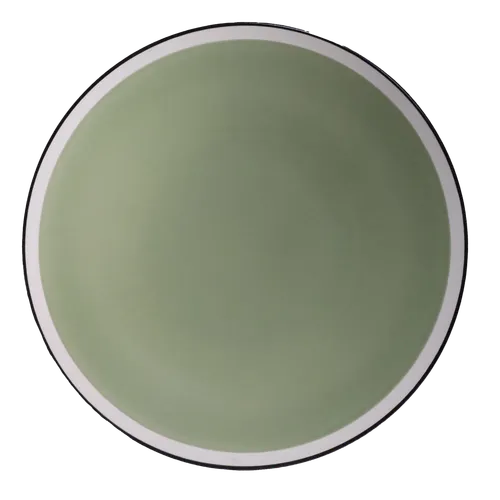 Matte Mint With Black & White Rim Large Circular Serving Platter