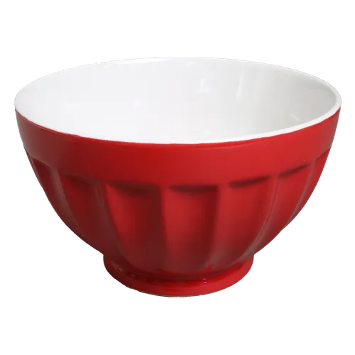 Pillar Box Red Scalloped Ceramic Mixing Bowl