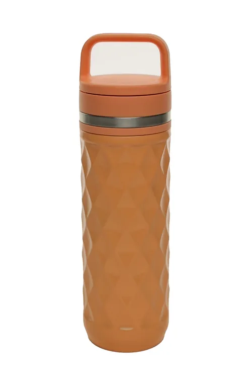 Pale Peach Diamond Pattern Metal Water Bottle