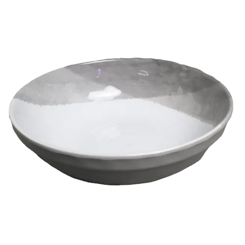 Grey Melamine Bowl With White & Grey Criss Cross Pattern