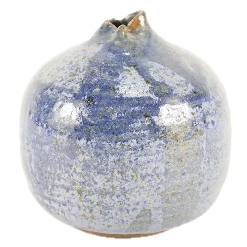 Glazed Blue Ceramic Pottery Vase