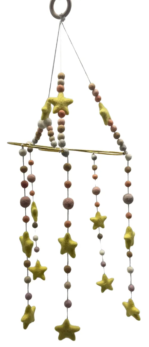 Felted Wool Stars & Moon Baby Mobile