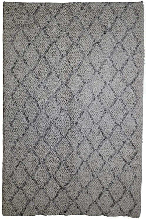 Beige & Grey Diamond Pebble Area Rug 5'1