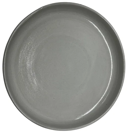 Shallow Stoneware Putty Grey Side Plate With Chocolate Base