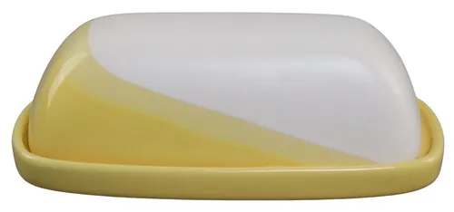 Yellow & White Ceramic Butter Dish